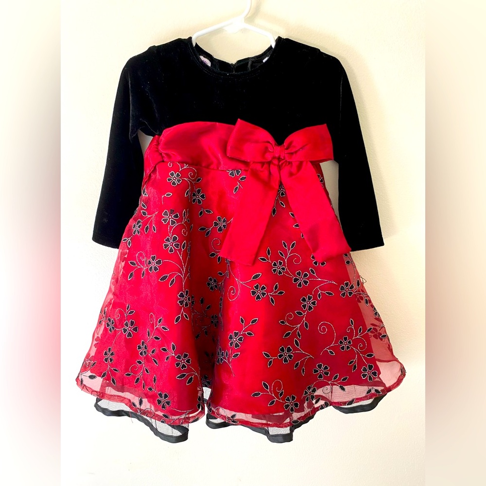 Toddler Girl Velvet Glitter Holiday Dress
